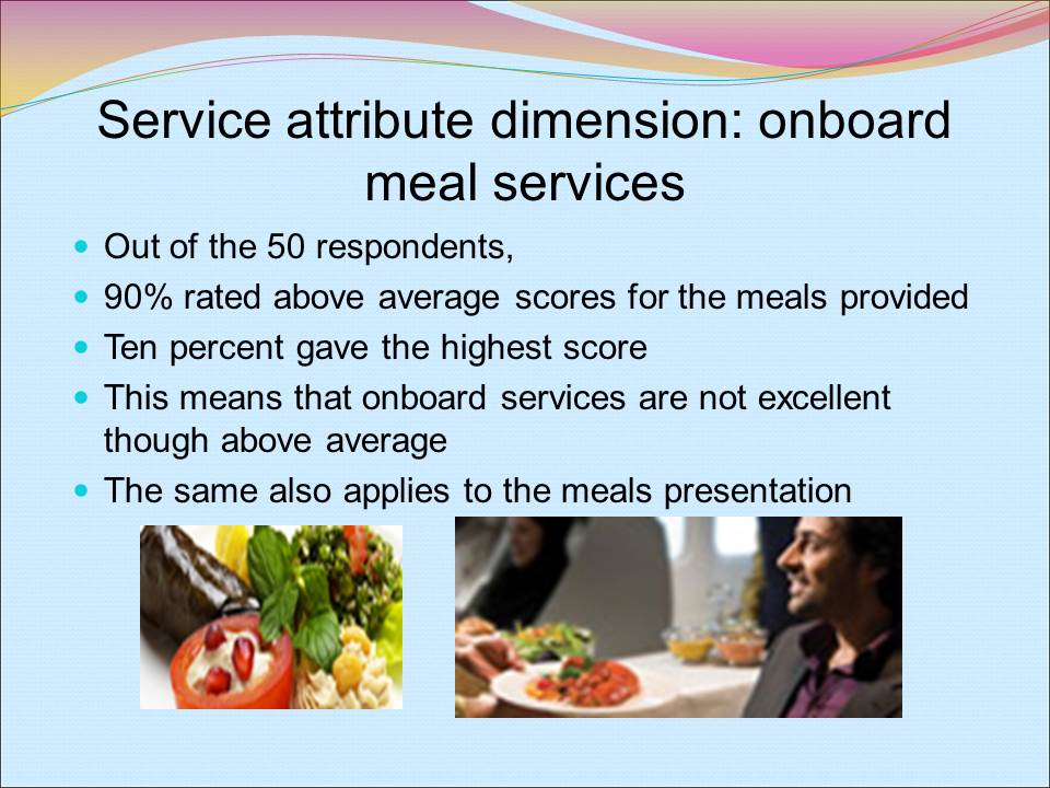 Service attribute dimension: onboard meal services
