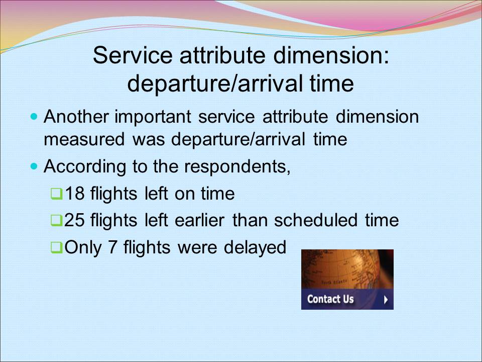 Service attribute dimension: departure/arrival time