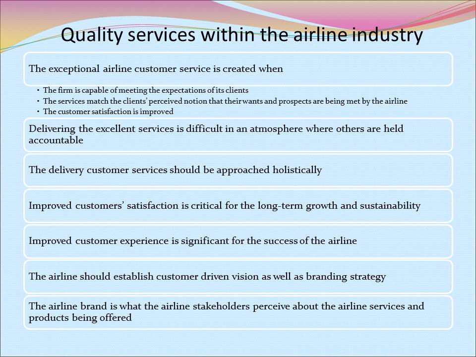 Quality services within the airline industry
