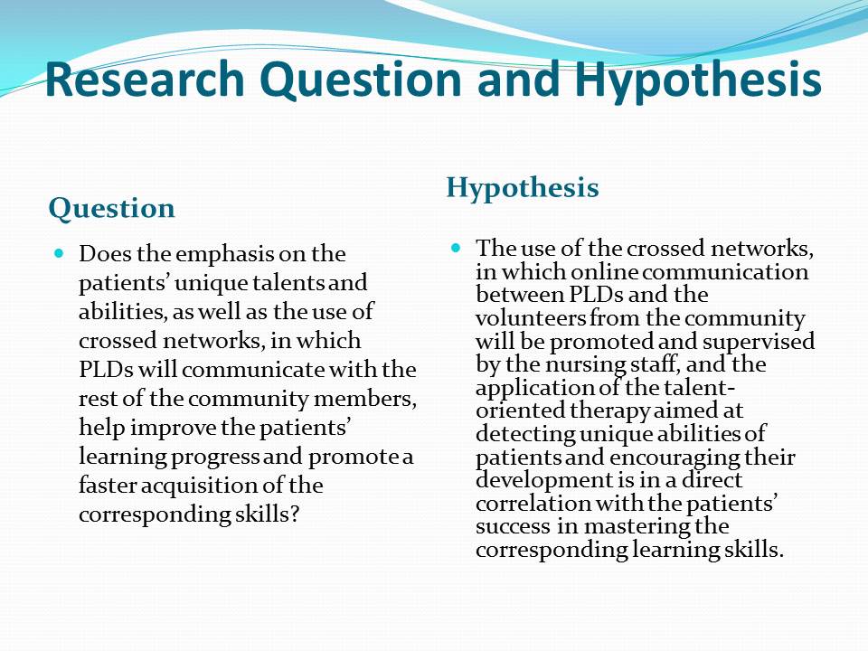 Research Question and Hypothesis