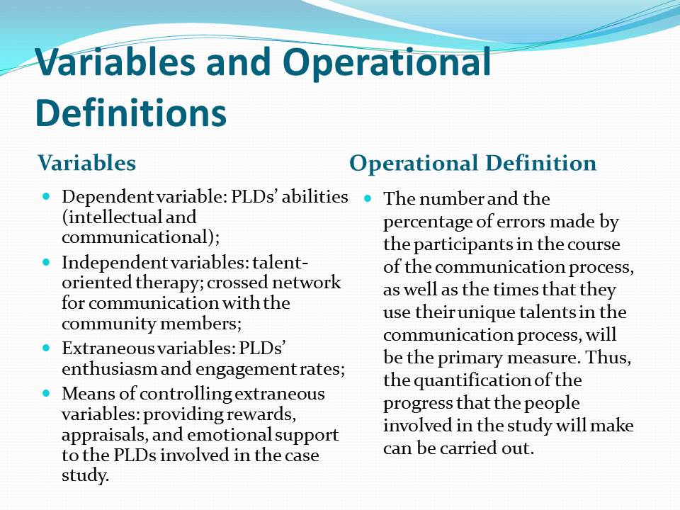 Variables and Operational Definitions