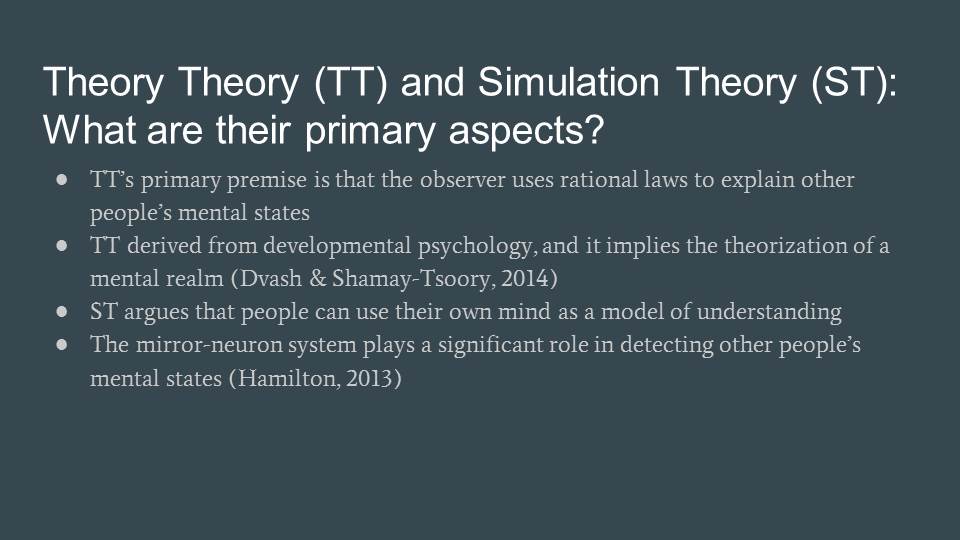 Theory Theory (TT) and Simulation Theory (ST): What are their primary aspects?