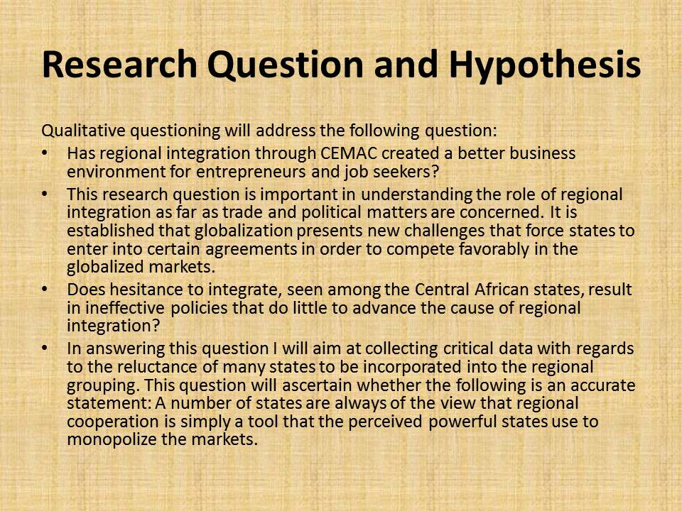 Research Question and Hypothesis