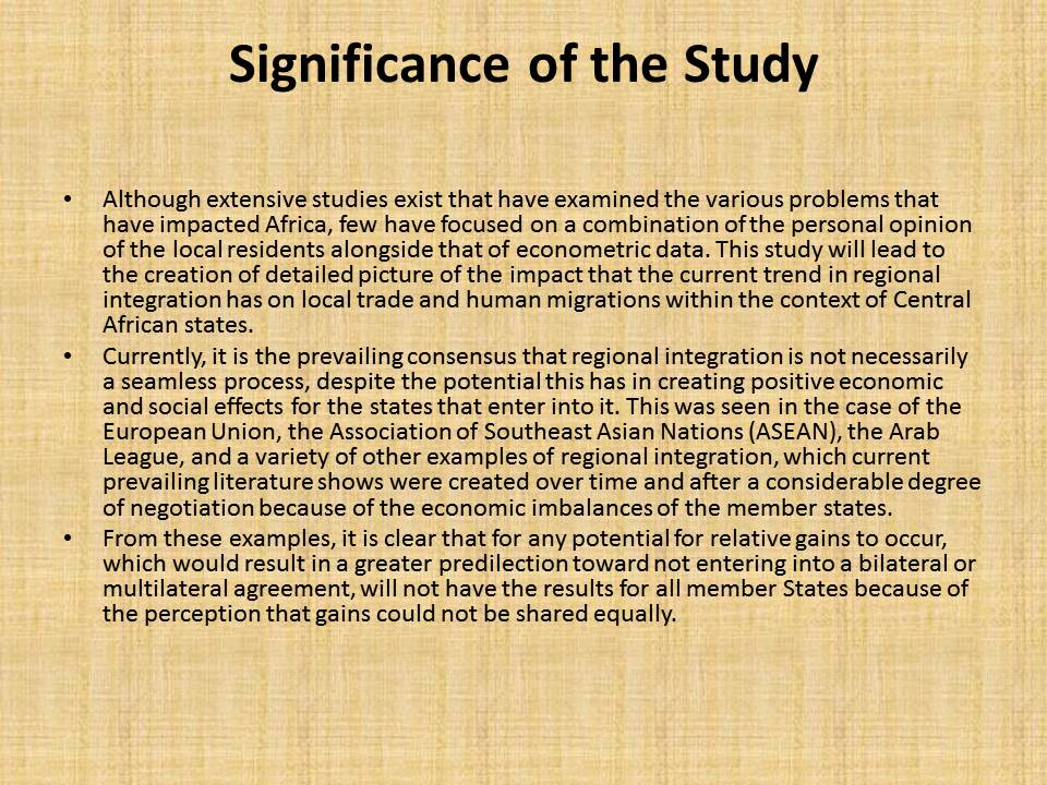 Significance of the Study
