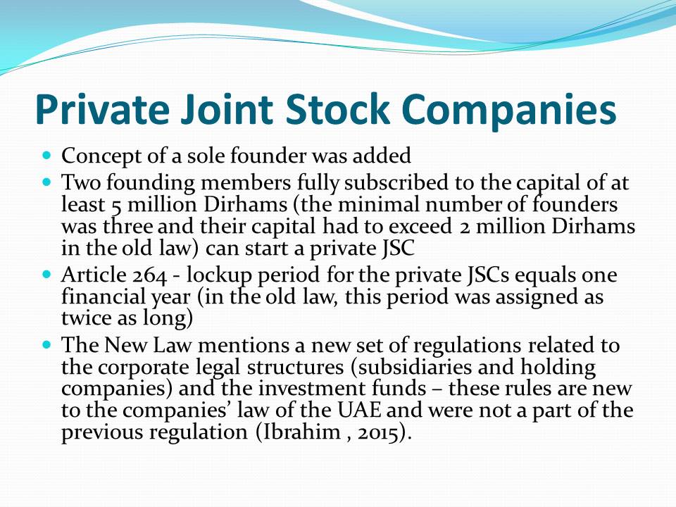 Private Joint Stock Companies