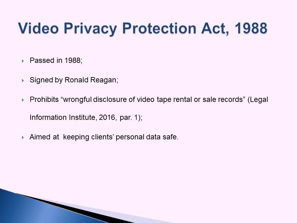 Video Privacy Protection Act, 1988