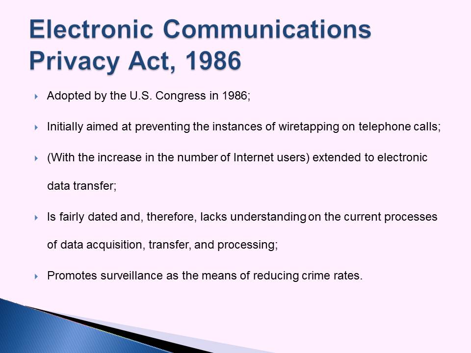 Electronic Communications Privacy Act, 1986