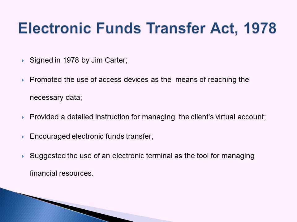 Electronic Funds Transfer Act, 1978