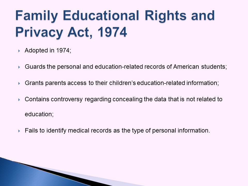Family Educational Rights and Privacy Act, 1974