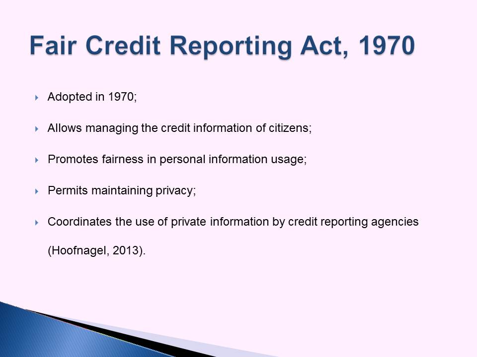 Fair Credit Reporting Act, 1970