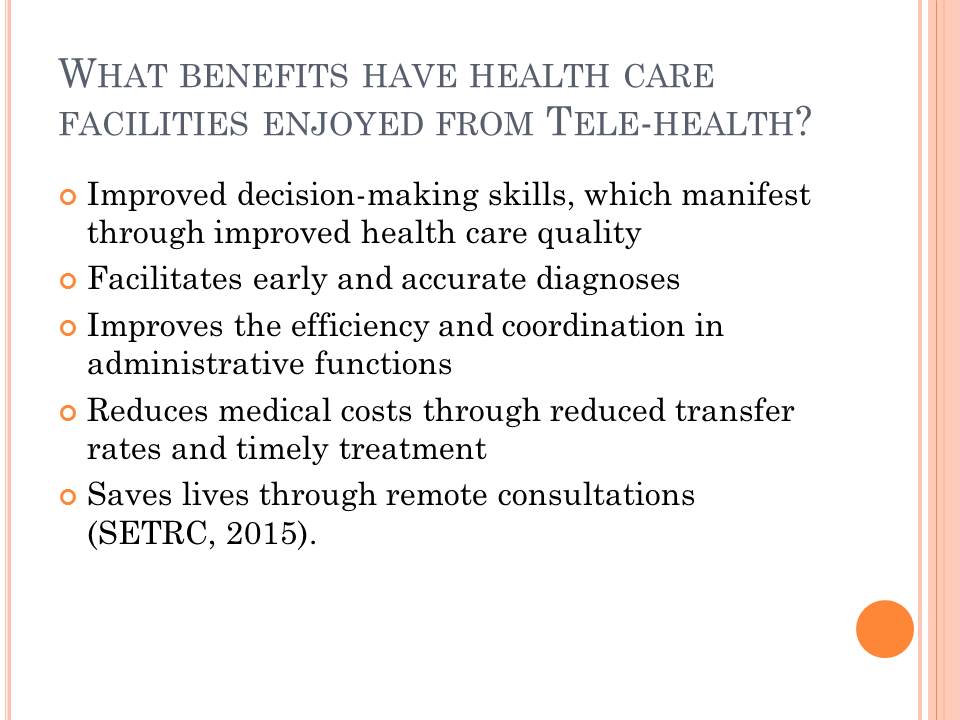What benefits have health care facilities enjoyed from Tele-health?
