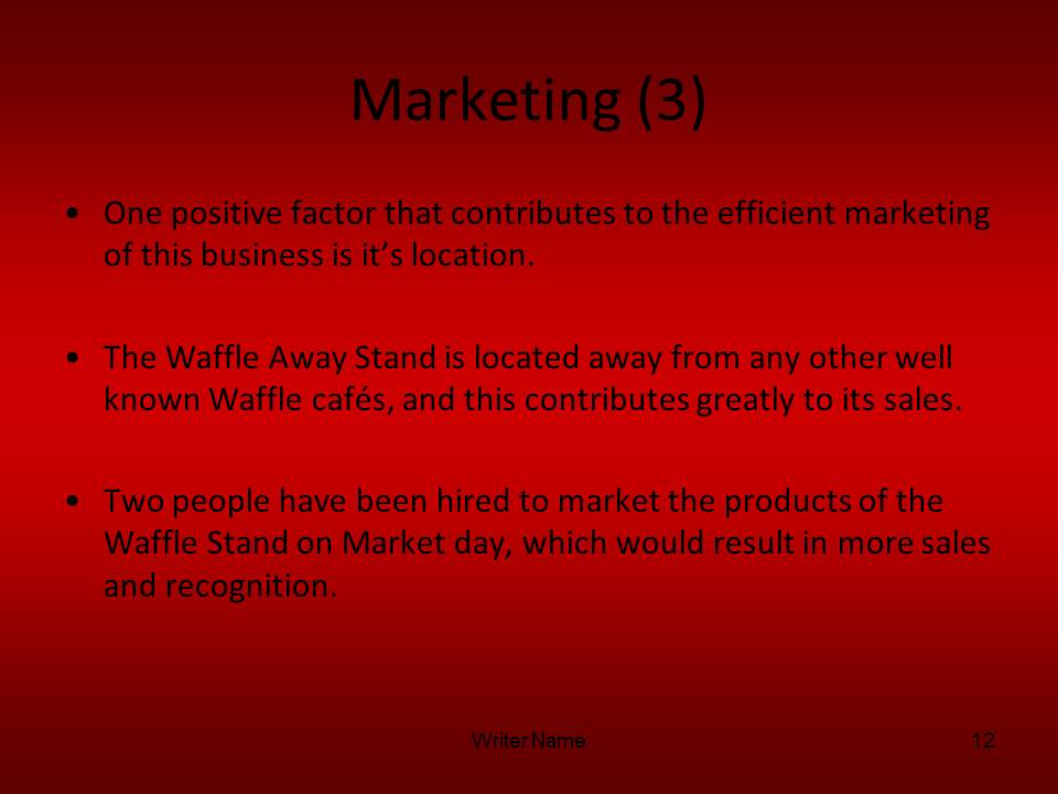 Marketing of Waffle Away