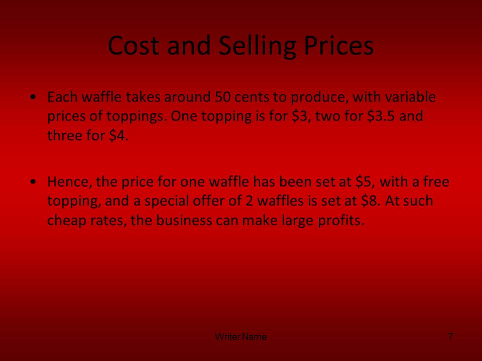 Cost and Selling Prices