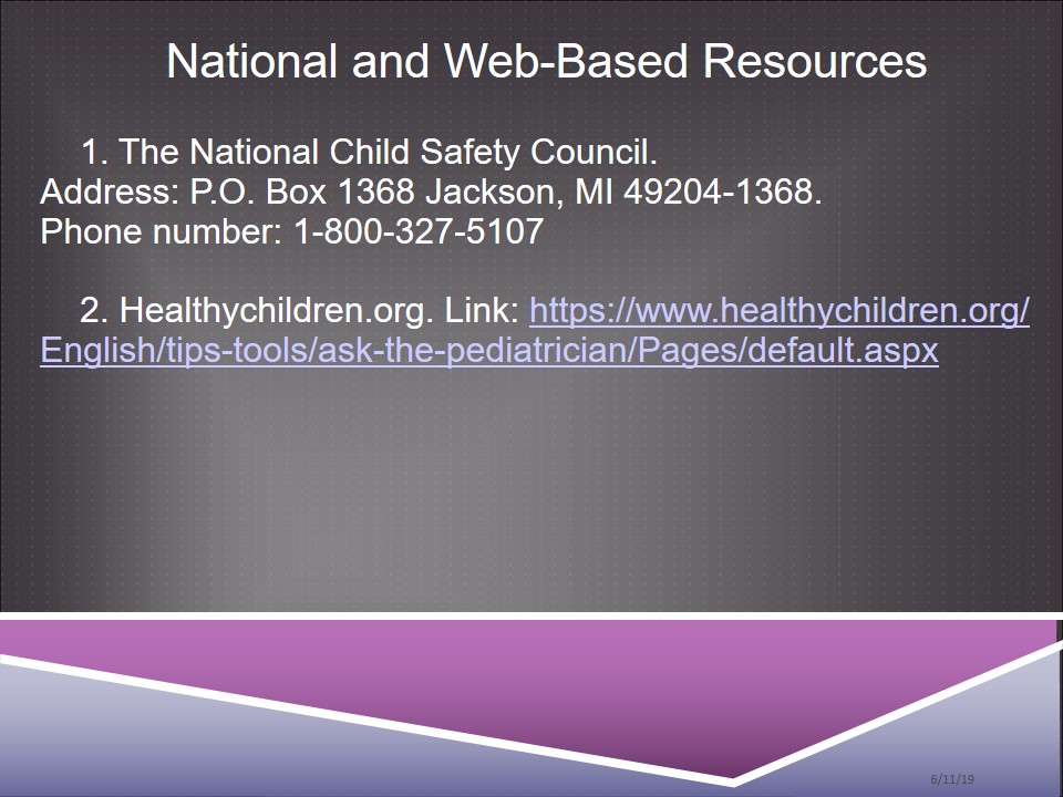National and Web-Based Resources