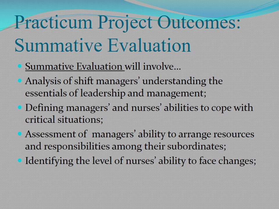 Practicum Project Outcomes: Summative Evaluation
