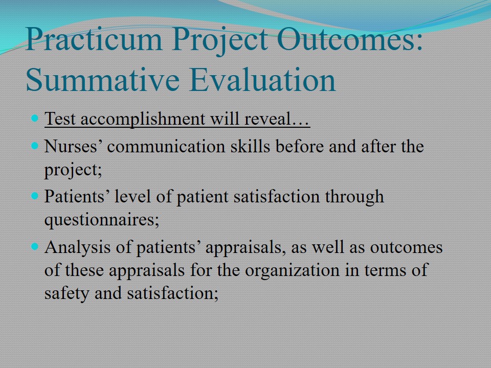 Practicum Project Outcomes: Summative Evaluation