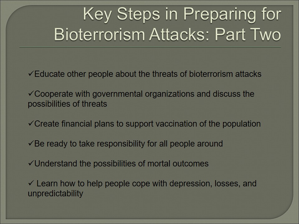 Key Steps in Preparing for Bioterrorism Attacks