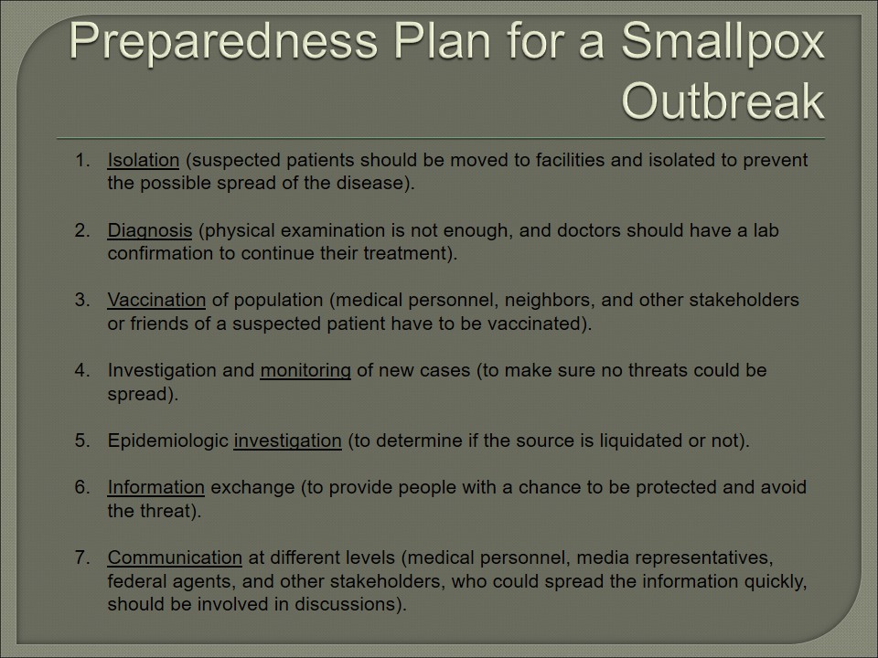 Preparedness Plan for a Smallpox Outbreak