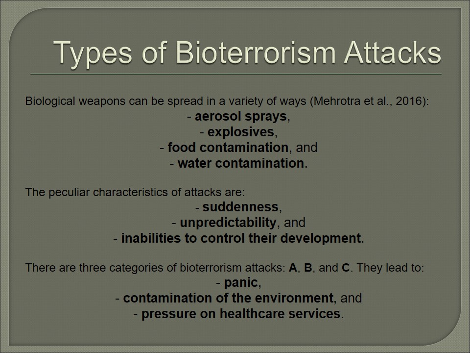 Types of Bioterrorism Attacks