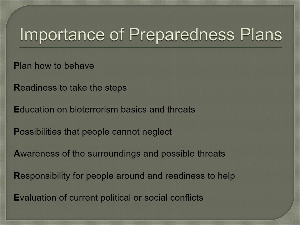 Importance of Preparedness Plans