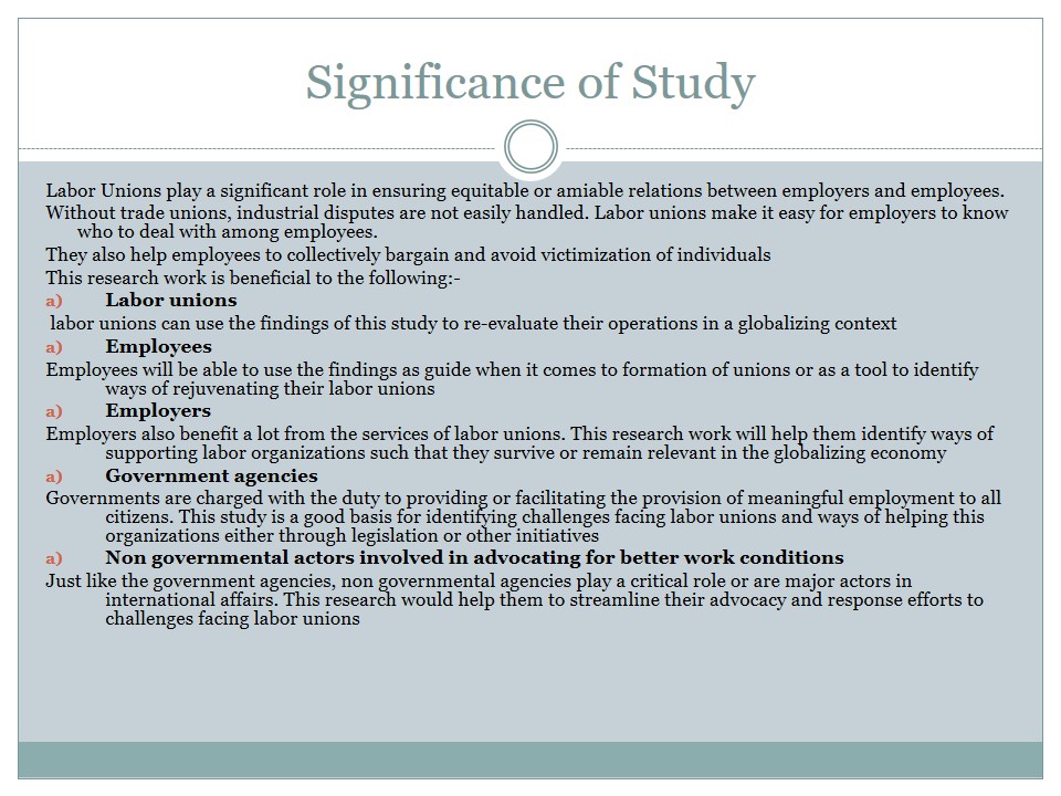 Significance of Study