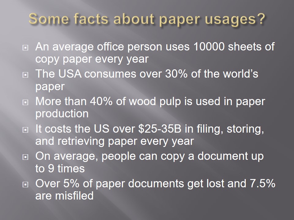 Some facts about paper usages?