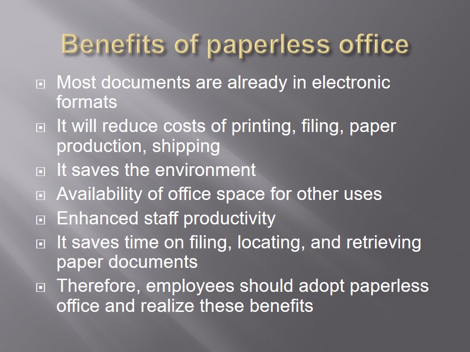 Benefits of paperless office