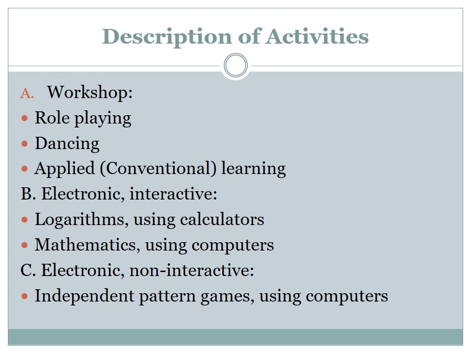 Description of Activities