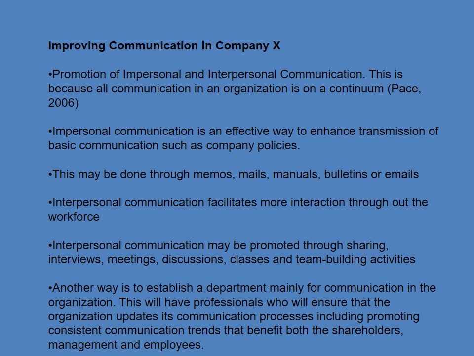 Improving Communication in Company X
