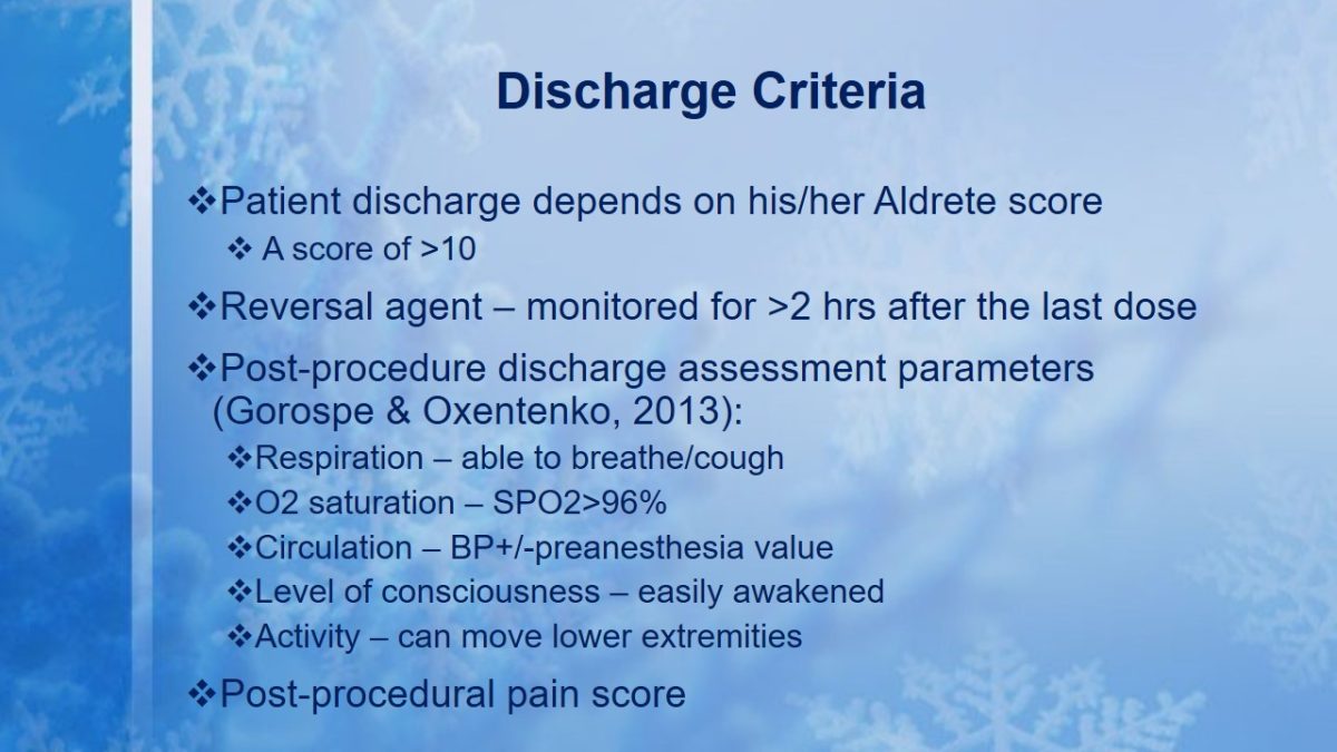 Discharge Criteria