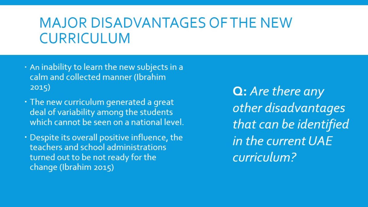 Major Disadvantages of the New Curriculum