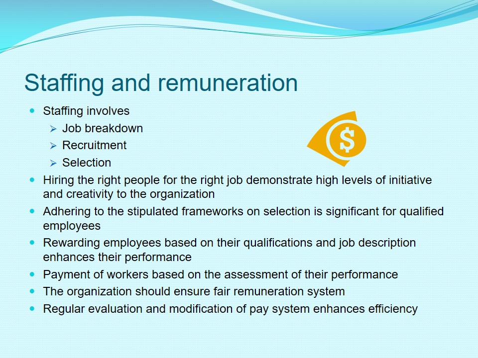 Staffing and remuneration