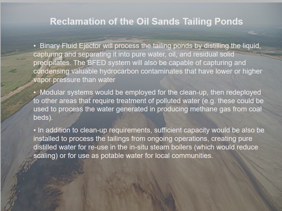 Reclamation of the Oil Sands Tailing Ponds