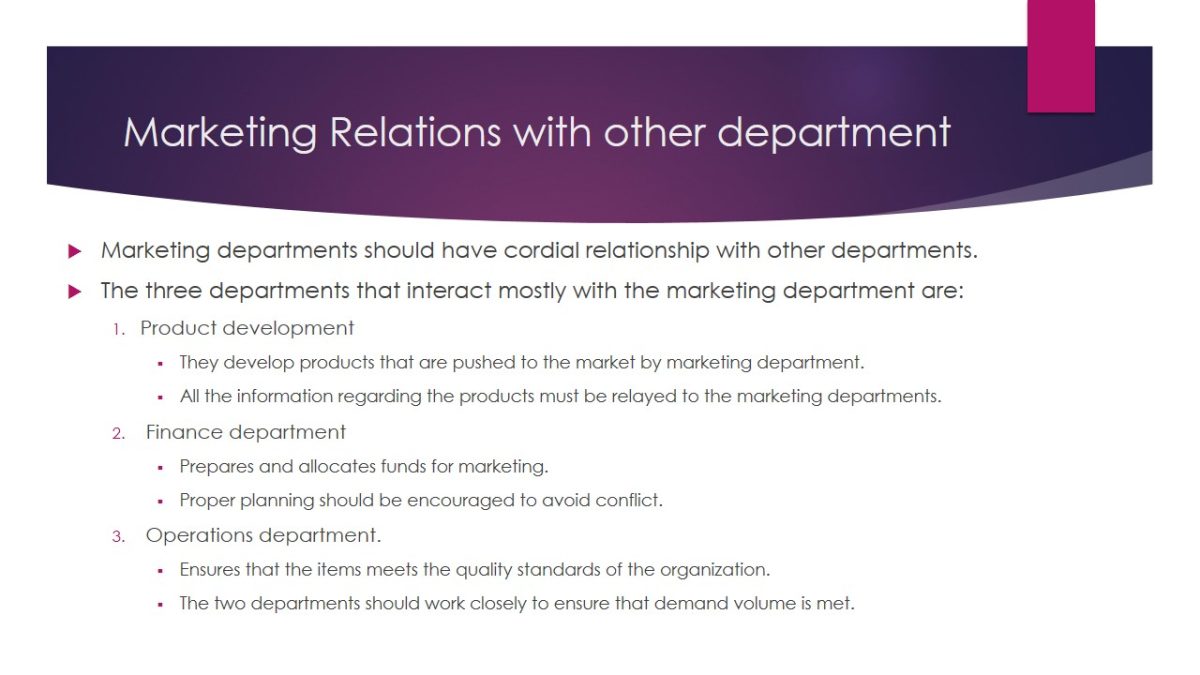 Marketing Relations with other department
