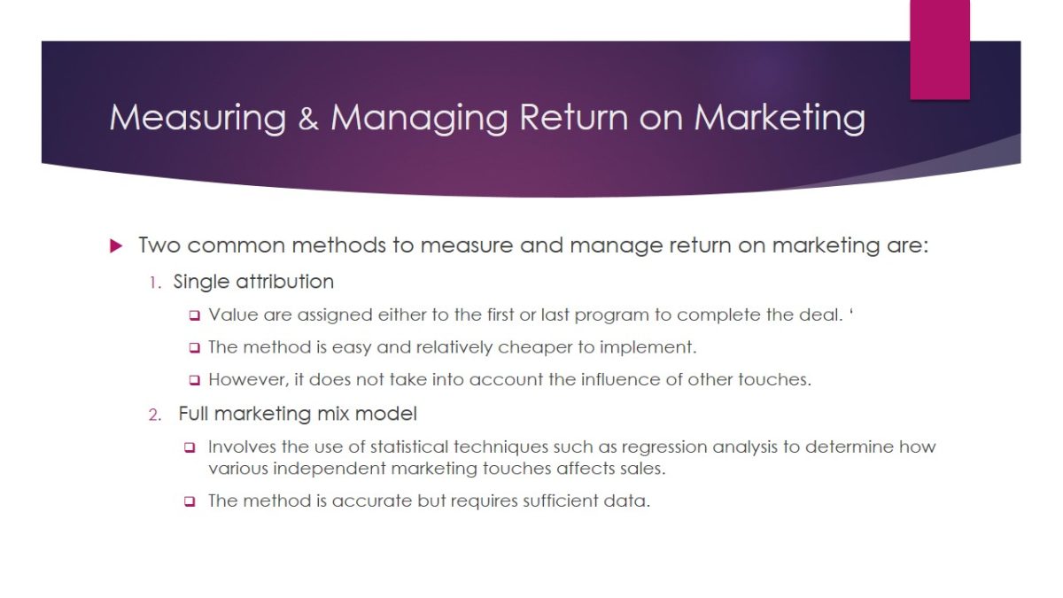 Measuring & Managing Return on Marketing