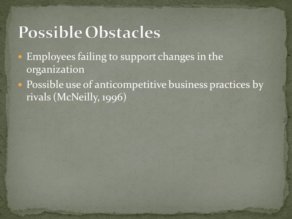 Possible Obstacles