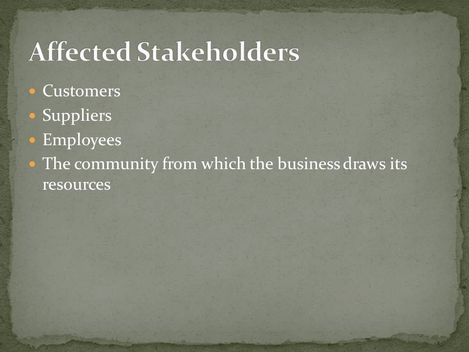 Affected Stakeholders