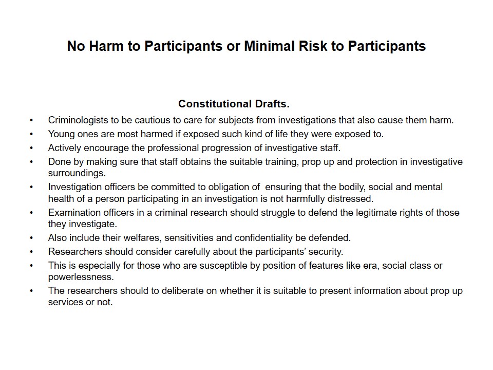 No Harm to Participants or Minimal Risk to Participants