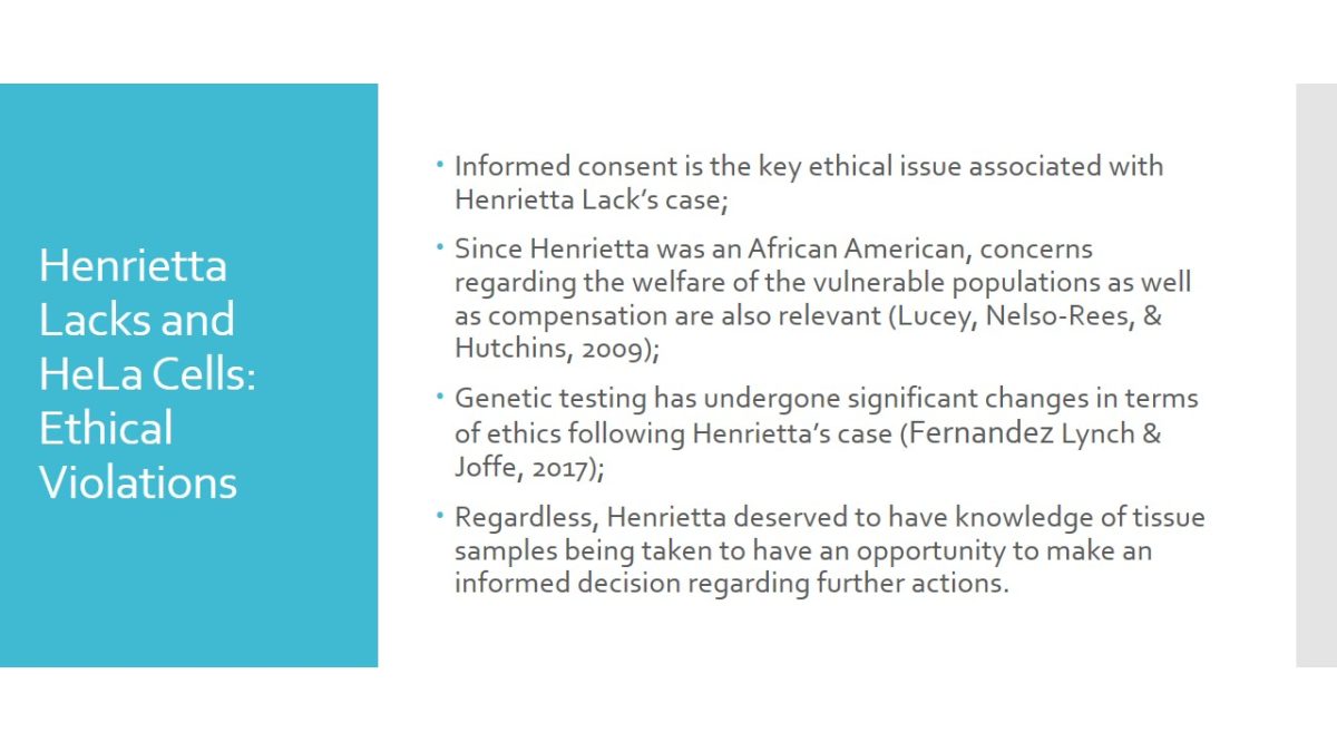 Henrietta Lacks and HeLa Cells: Ethical Violations
