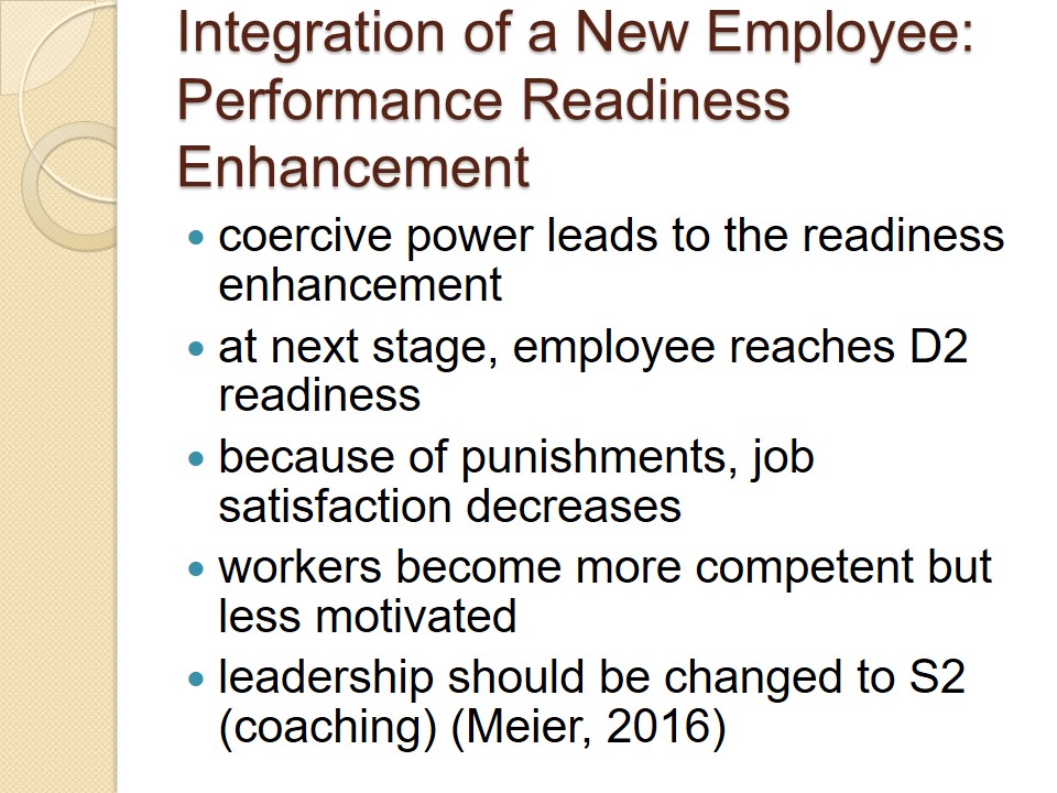 Integration of a New Employee: Performance Readiness Enhancement