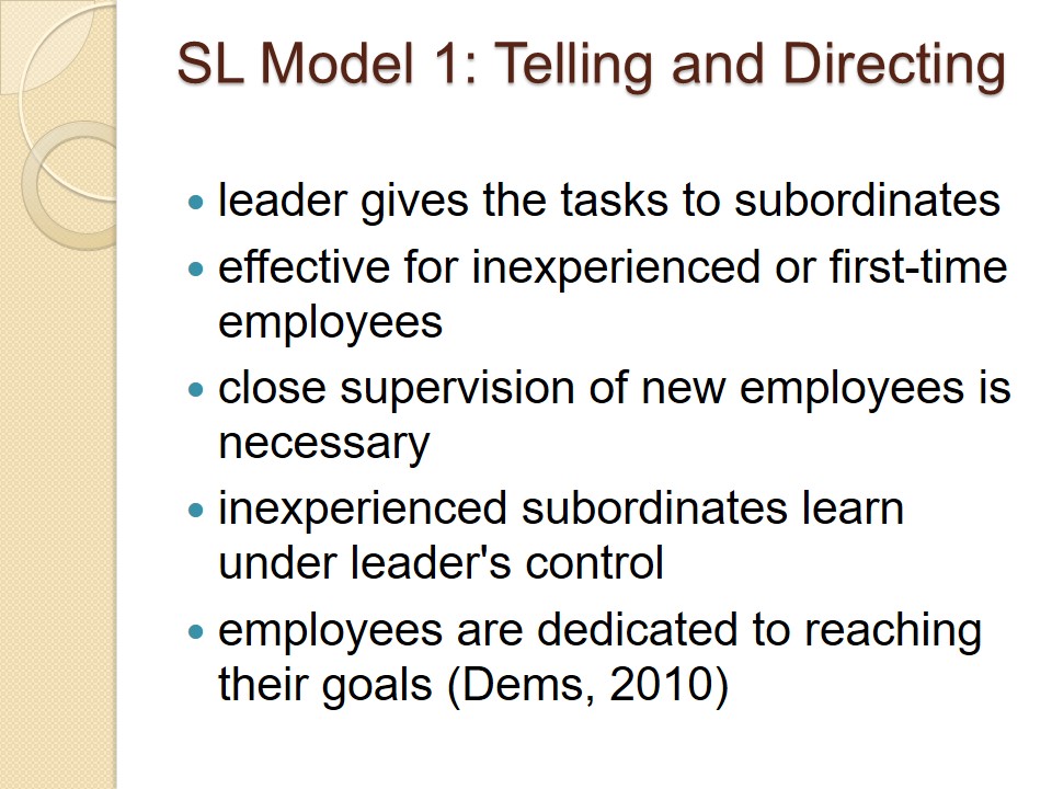 SL Model 1: Telling and Directing