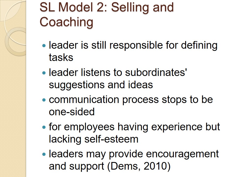 SL Model 2: Selling and Coaching