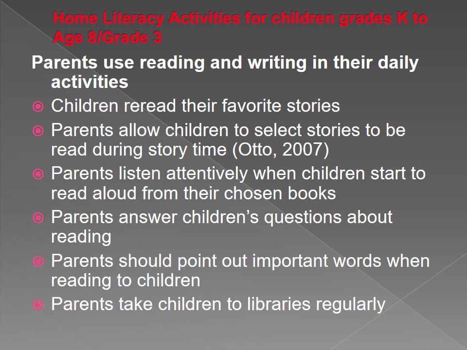 Parents use reading and writing in their daily activities