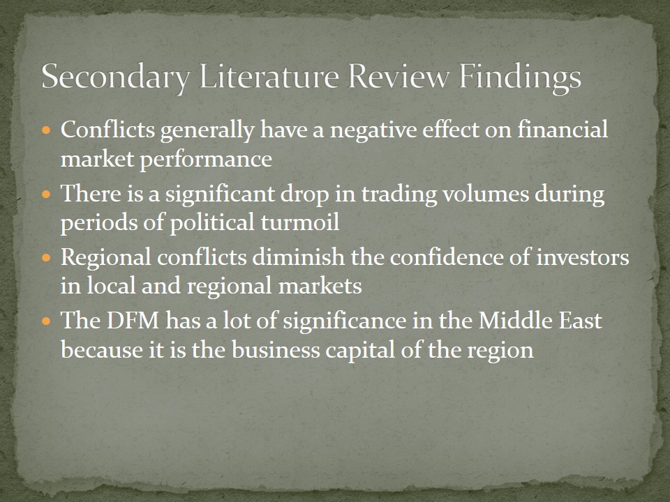Secondary Literature Review Findings