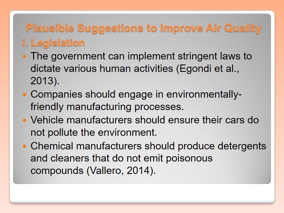 Plausible Suggestions to Improve Air Quality