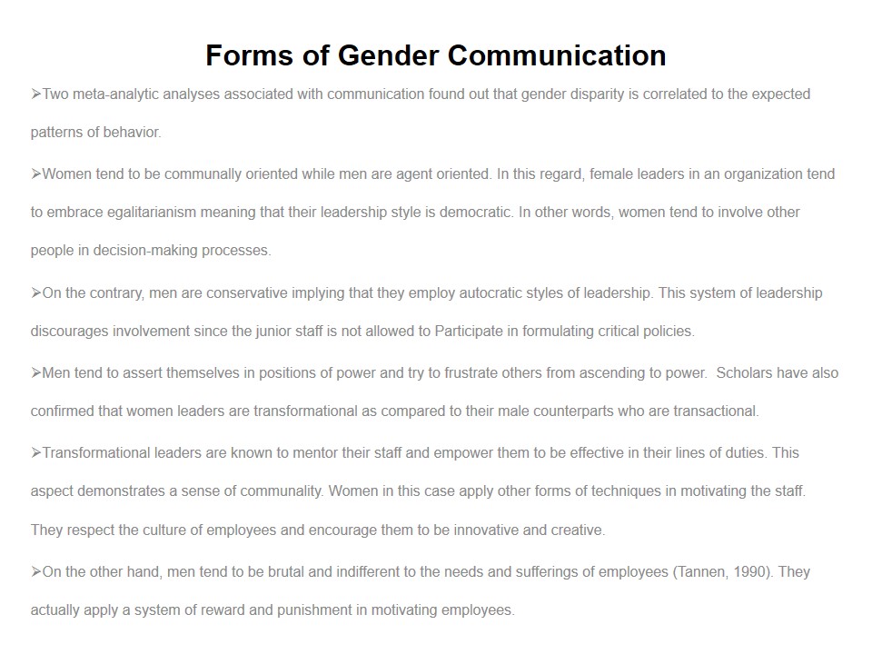 Forms of Gender Communication