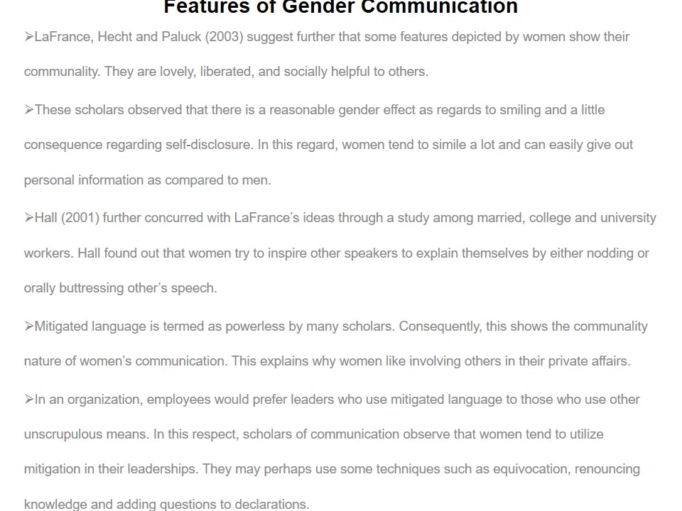 Features of Gender Communication