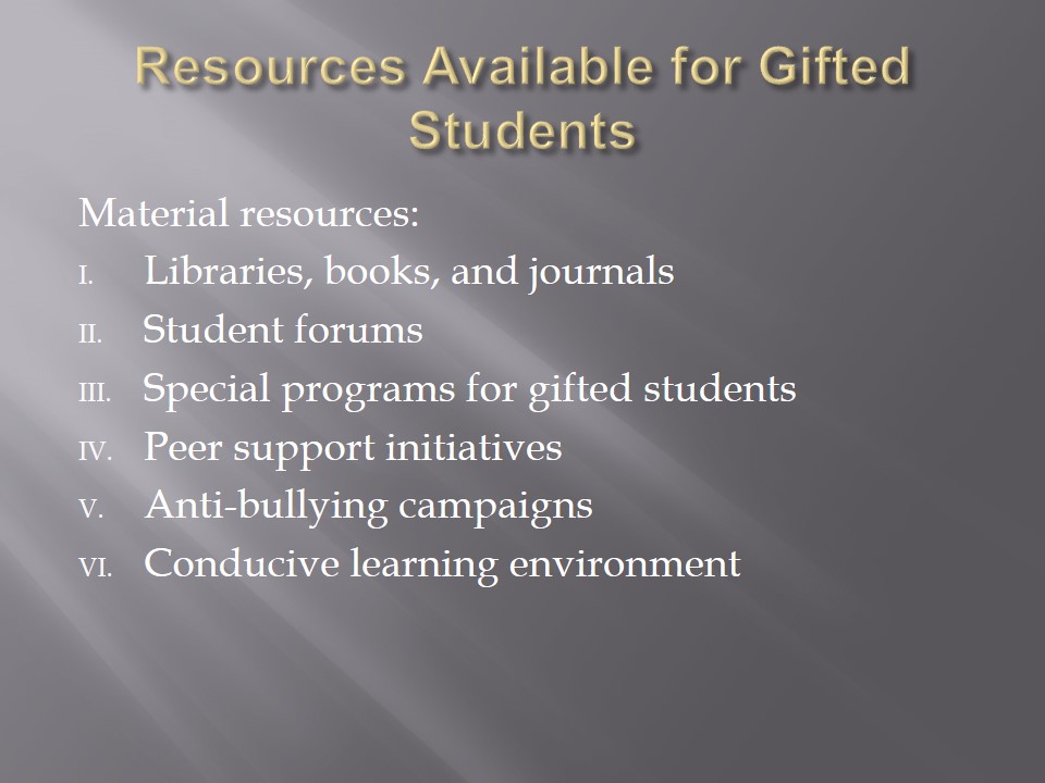 Resources Available for Gifted Students