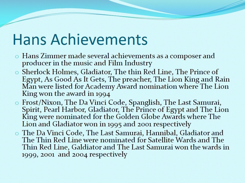 Hans Achievements