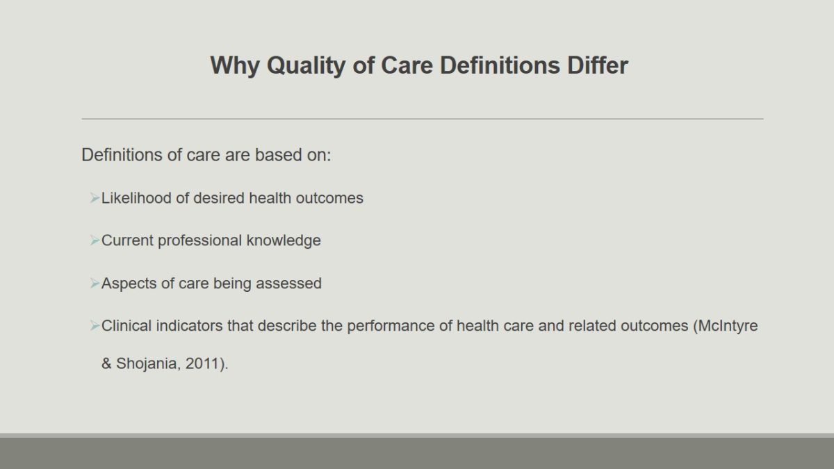 Why Quality of Care Definitions Differ